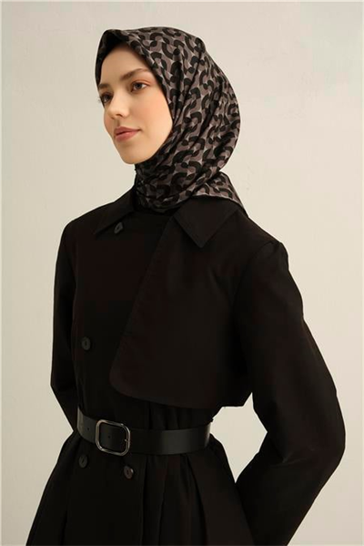Armine Klasik Desenli Saf İpek Twill Eşarp 9321D 58