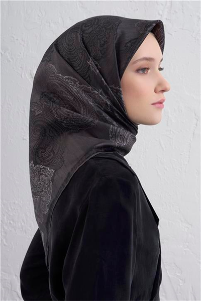 Armine Klasik Desenli Saf İpek Twill Eşarp 9428D 52