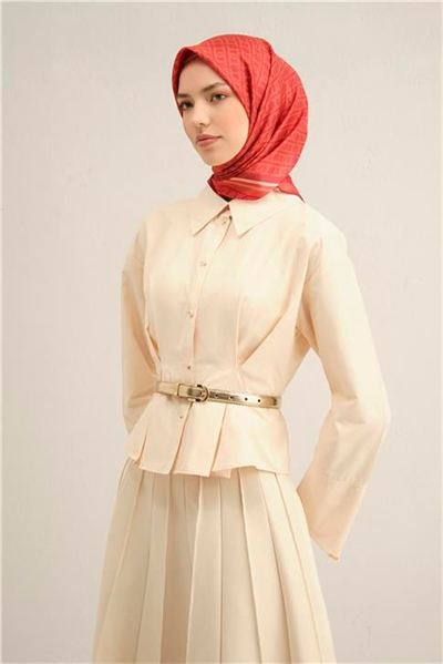 Armine Klasik Desenli Saf İpek Twill Eşarp 9301D 04