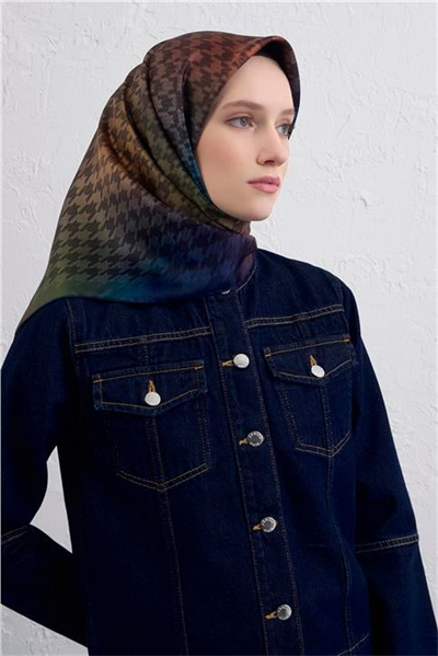 Armine Klasik Desenli Saf İpek Twill Eşarp 9434D 88