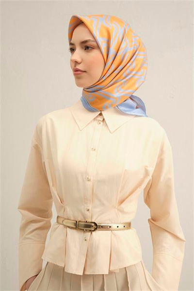 Armine Klasik Desenli Saf İpek Twill Eşarp 9343D 35
