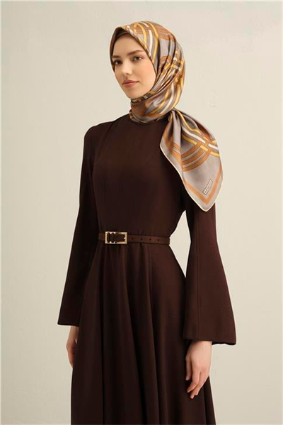 Armine Klasik Desenli Saf İpek Twill Eşarp 9333D 32