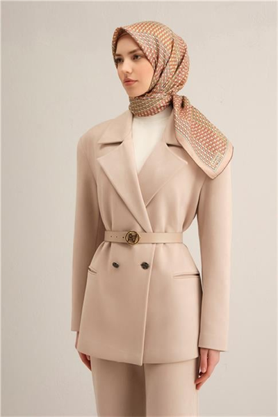 Armine Klasik Desenli Saf İpek Twill Eşarp 9319D 83