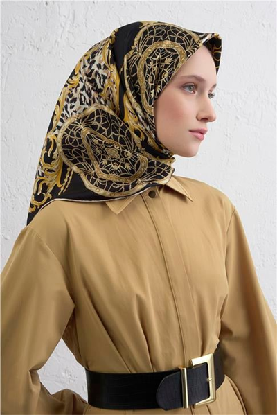Armine Klasik Desenli Saf İpek Twill Eşarp 9411D 81