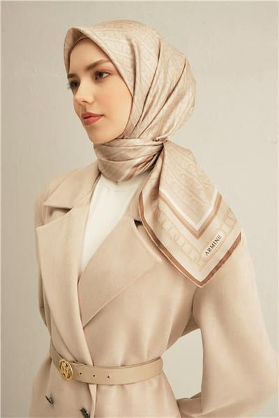 Armine Klasik Desenli Saf İpek Twill Eşarp 9301D 36