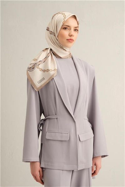 Armine Klasik Desenli Saf İpek Twill Eşarp 9346D 05