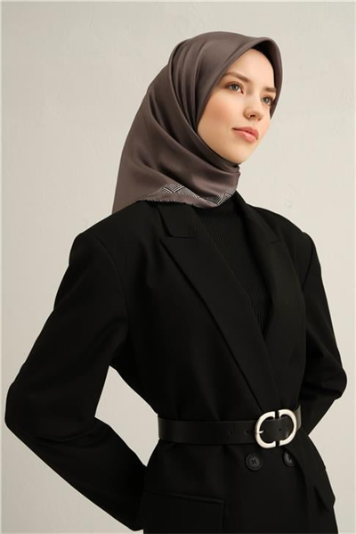 Armine Klasik Desenli Saf İpek Twill Eşarp 9357D 33