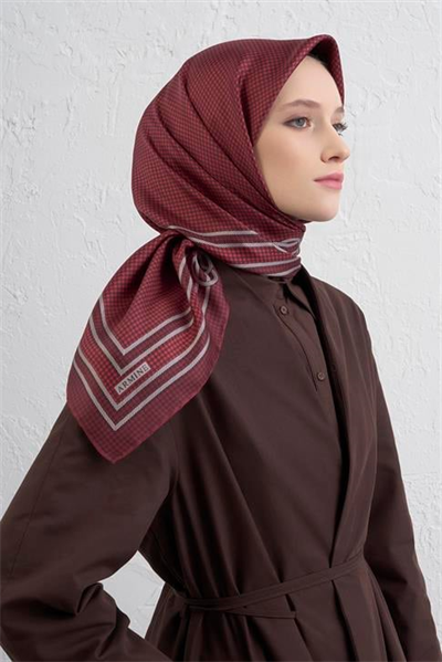 Armine Klasik Desenli Saf İpek Twill Eşarp 9404D 82