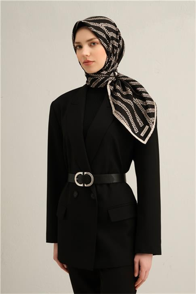 Armine Klasik Desenli Saf İpek Twill Eşarp 9351D 57