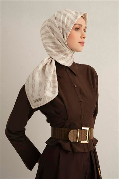 Armine Klasik Desenli Saf İpek Twill Eşarp 9351D 80