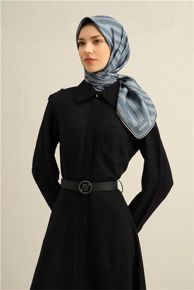 Armine Klasik Desenli Saf İpek Twill Eşarp 9351D 39