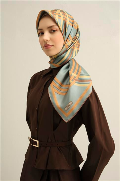 Armine Klasik Desenli Saf İpek Twill Eşarp 9333D 84
