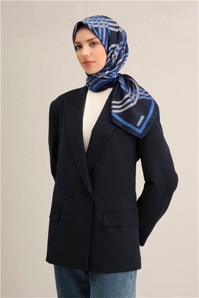 Armine Klasik Desenli Saf İpek Twill Eşarp 9333D 08