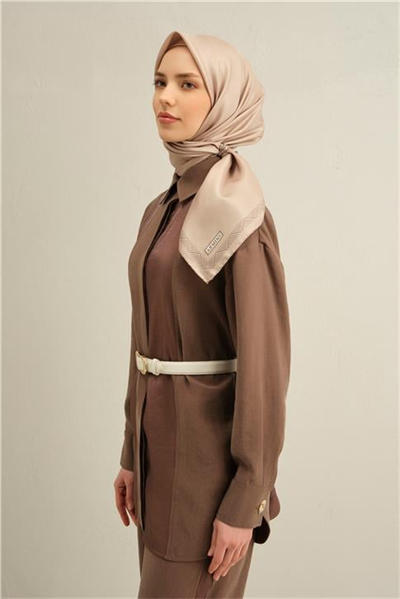Armine Klasik Desenli Saf İpek Twill Eşarp 9357D 03