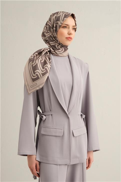 Armine Klasik Desenli Saf İpek Twill Eşarp 9343D 02