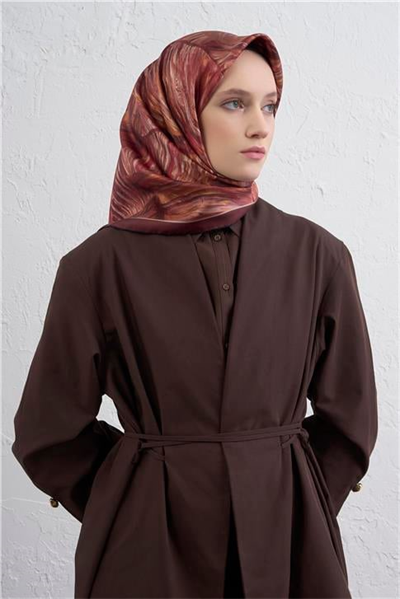 Armine Klasik Desenli Saf İpek Twill Eşarp 9430D 31
