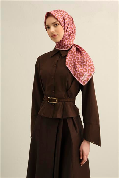 Armine Klasik Desenli Saf İpek Twill Eşarp 9321D 31