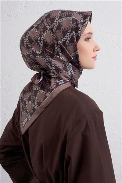 Armine Klasik Desenli Saf İpek Twill Eşarp 9410D 87