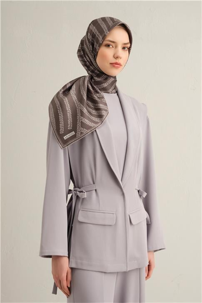 Armine Klasik Desenli Saf İpek Twill Eşarp 9351D 86