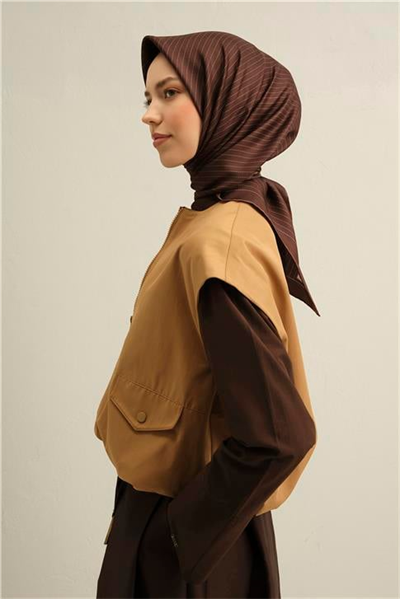Armine Klasik Desenli Saf İpek Twill Eşarp 9348D 84