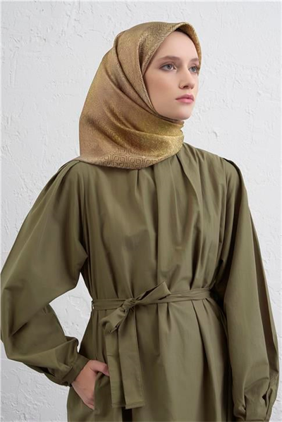 Armine Klasik Desenli Saf İpek Twill Eşarp 9437D 35