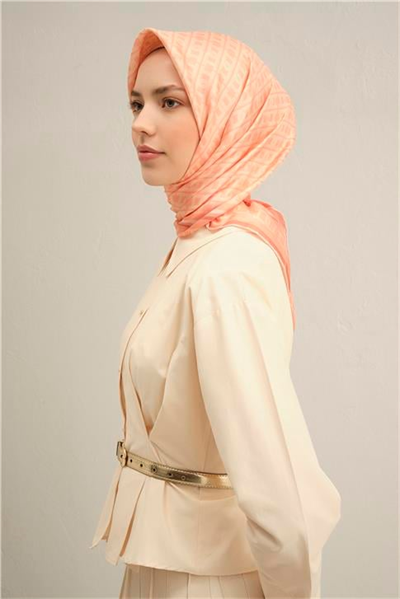 Armine Klasik Desenli Saf İpek Twill Eşarp 9301D 40