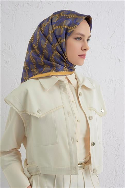 Armine Klasik Desenli Saf İpek Twill Eşarp 9410D 58
