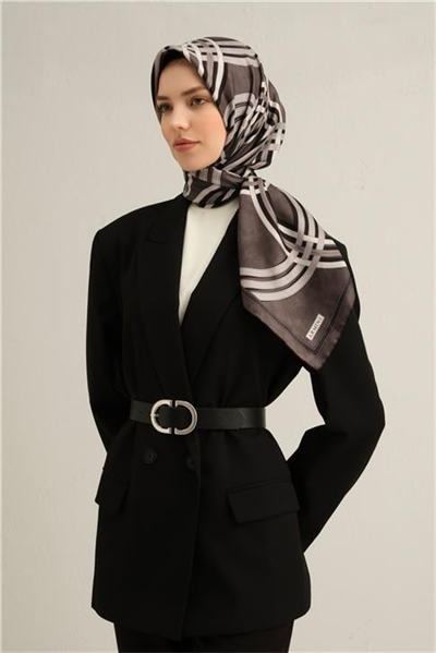 Armine Klasik Desenli Saf İpek Twill Eşarp 9333D 85