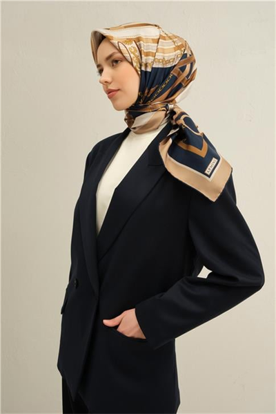 Armine Klasik Desenli Saf İpek Twill Eşarp 9315D 02