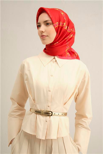 Armine Klasik Desenli Saf İpek Twill Eşarp 9346D 50