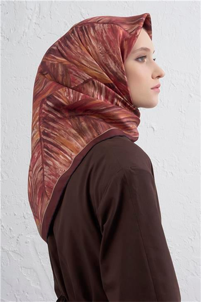 Armine Klasik Desenli Saf İpek Twill Eşarp 9430D 31