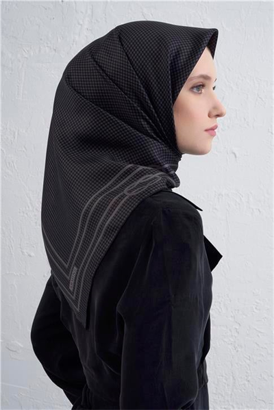 Armine Klasik Desenli Saf İpek Twill Eşarp 9404D 11