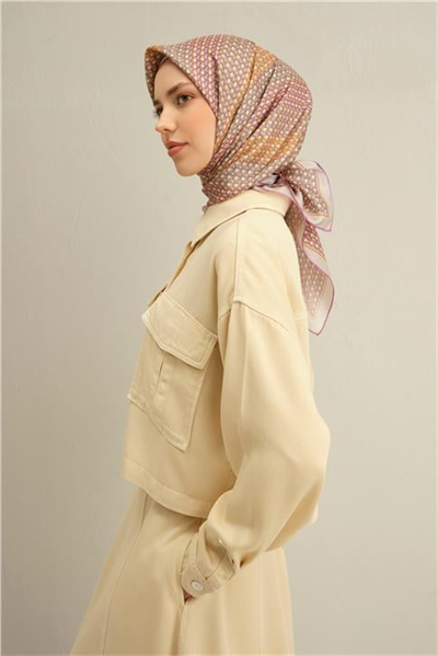 Armine Klasik Desenli Saf İpek Twill Eşarp 9319D 82