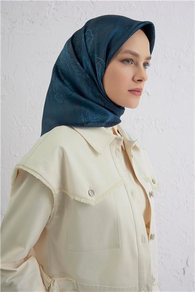Armine Klasik Desenli Saf İpek Twill Eşarp 9428D 34