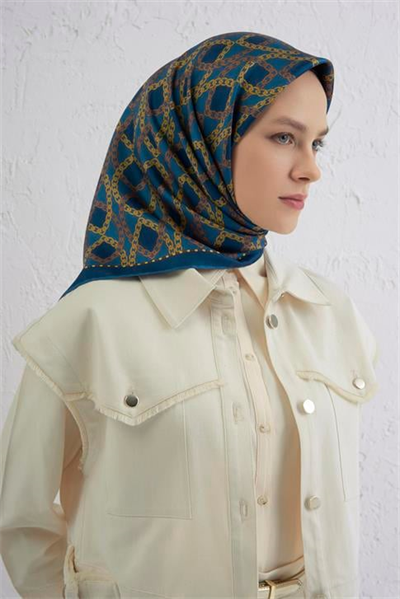 Armine Klasik Desenli Saf İpek Twill Eşarp 9410D 55