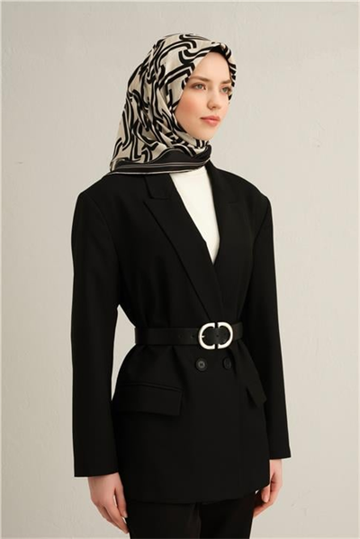 Armine Klasik Desenli Saf İpek Twill Eşarp 9343D 09