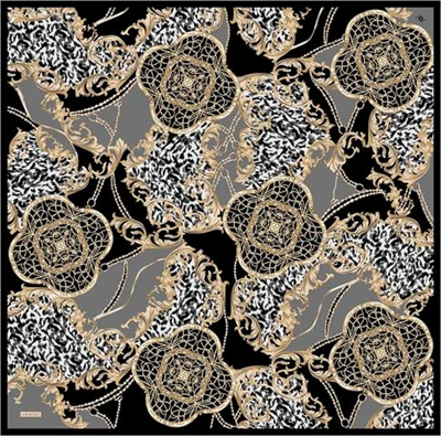 Armine Klasik Desenli Saf İpek Twill Eşarp 9411D 34