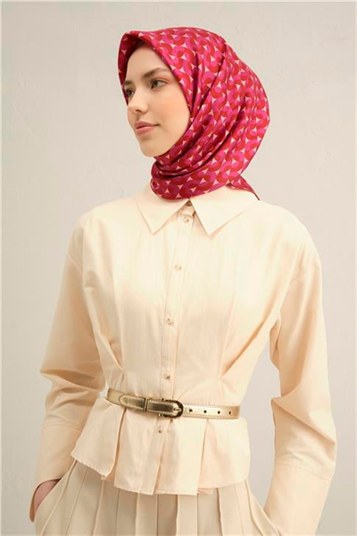 Armine Klasik Desenli Saf İpek Twill Eşarp 9321D 82