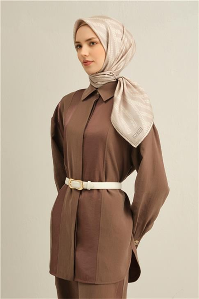Armine Klasik Desenli Saf İpek Twill Eşarp 9351D 09