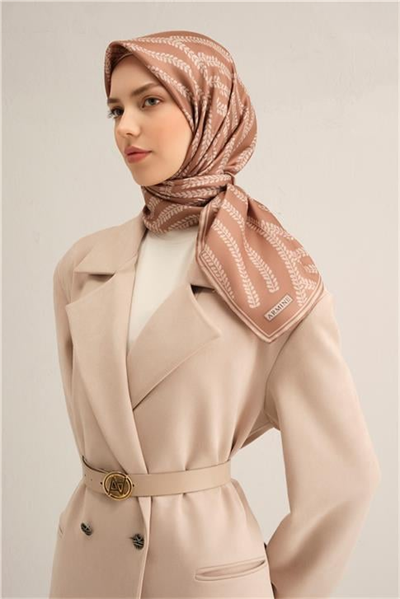 Armine Klasik Desenli Saf İpek Twill Eşarp 9351D 87