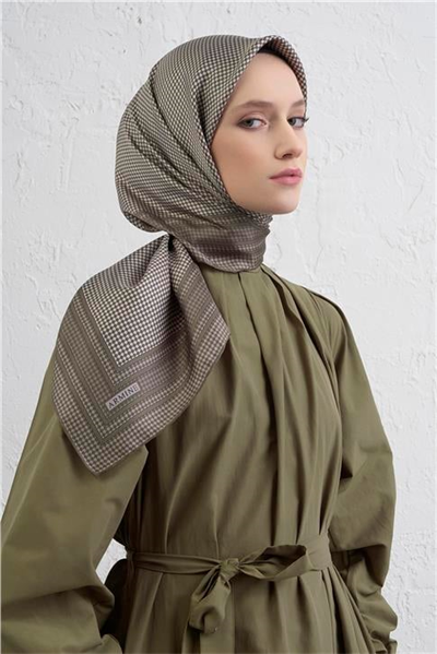 Armine Klasik Desenli Saf İpek Twill Eşarp 9404D 87