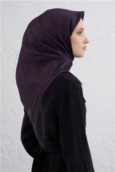 Armine Klasik Desenli Saf İpek Twill Eşarp 9408D 04