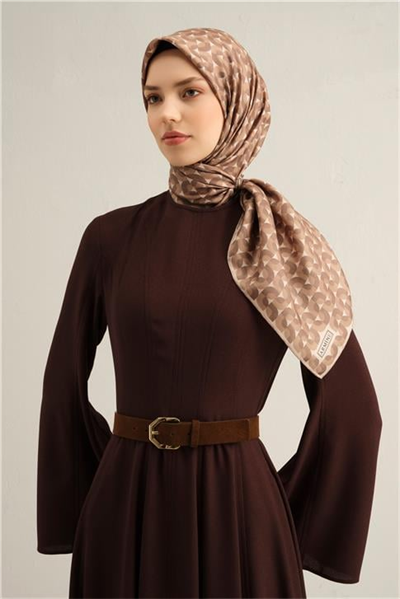 Armine Klasik Desenli Saf İpek Twill Eşarp 9321D 05