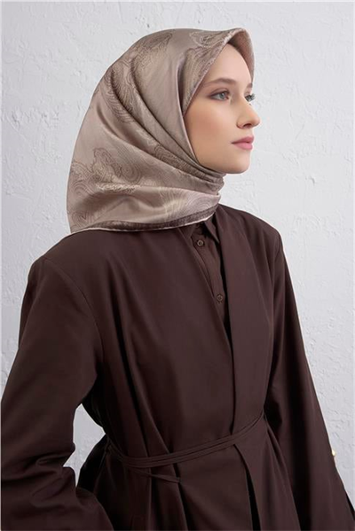 Armine Klasik Desenli Saf İpek Twill Eşarp 9428D 06