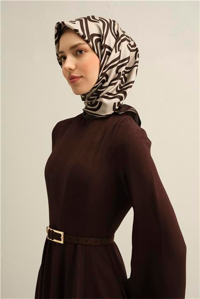 Armine Klasik Desenli Saf İpek Twill Eşarp 9343D 52