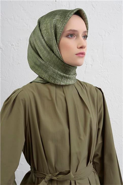 Armine Klasik Desenli Saf İpek Twill Eşarp 9437D 15
