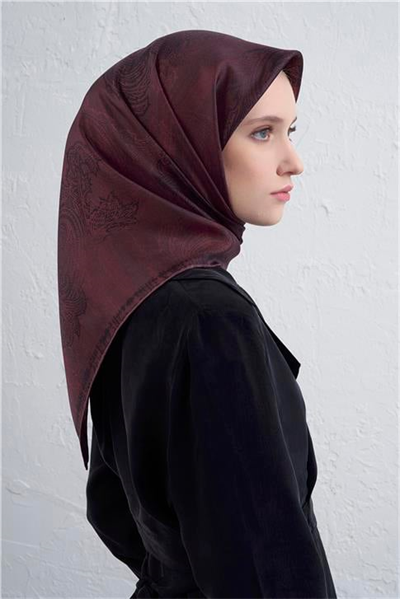 Armine Klasik Desenli Saf İpek Twill Eşarp 9428D 82