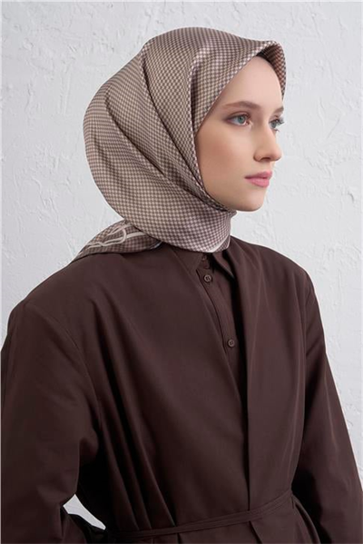 Armine Klasik Desenli Saf İpek Twill Eşarp 9404D 05