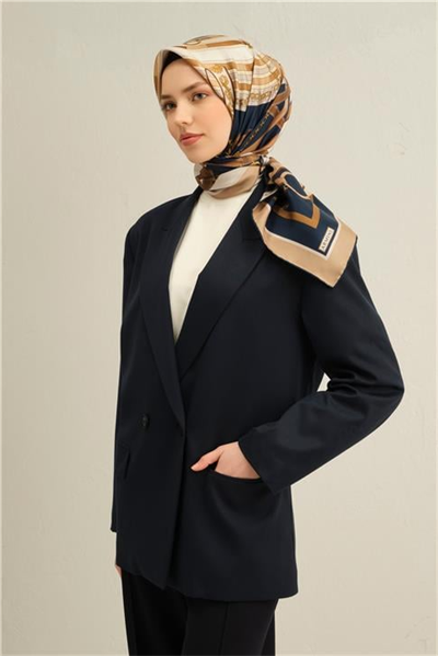 Armine Klasik Desenli Saf İpek Twill Eşarp 9315D 02