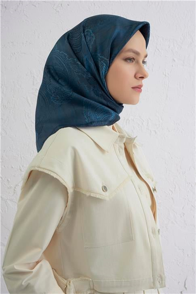 Armine Klasik Desenli Saf İpek Twill Eşarp 9428D 34